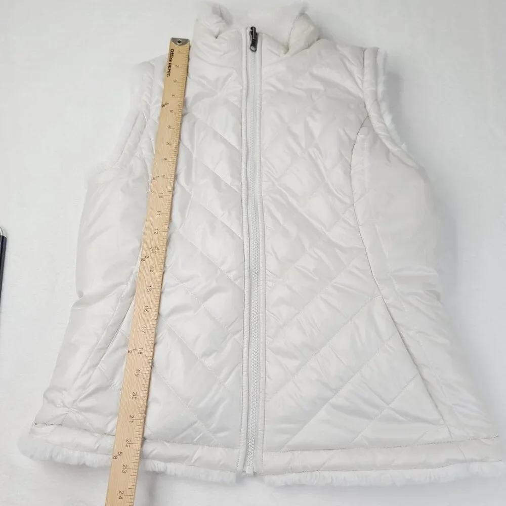 Nicole Miller Women's Icy White Original‎ Sleeveless Quilt Snow Puffer Vest Sz M